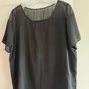 Elegant Black Sheer Women's Top Size L